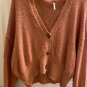 Burnt orange free people v neck sweater